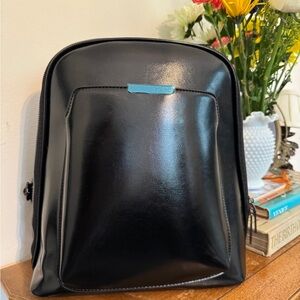 Black Leather Backpack with Classic Design